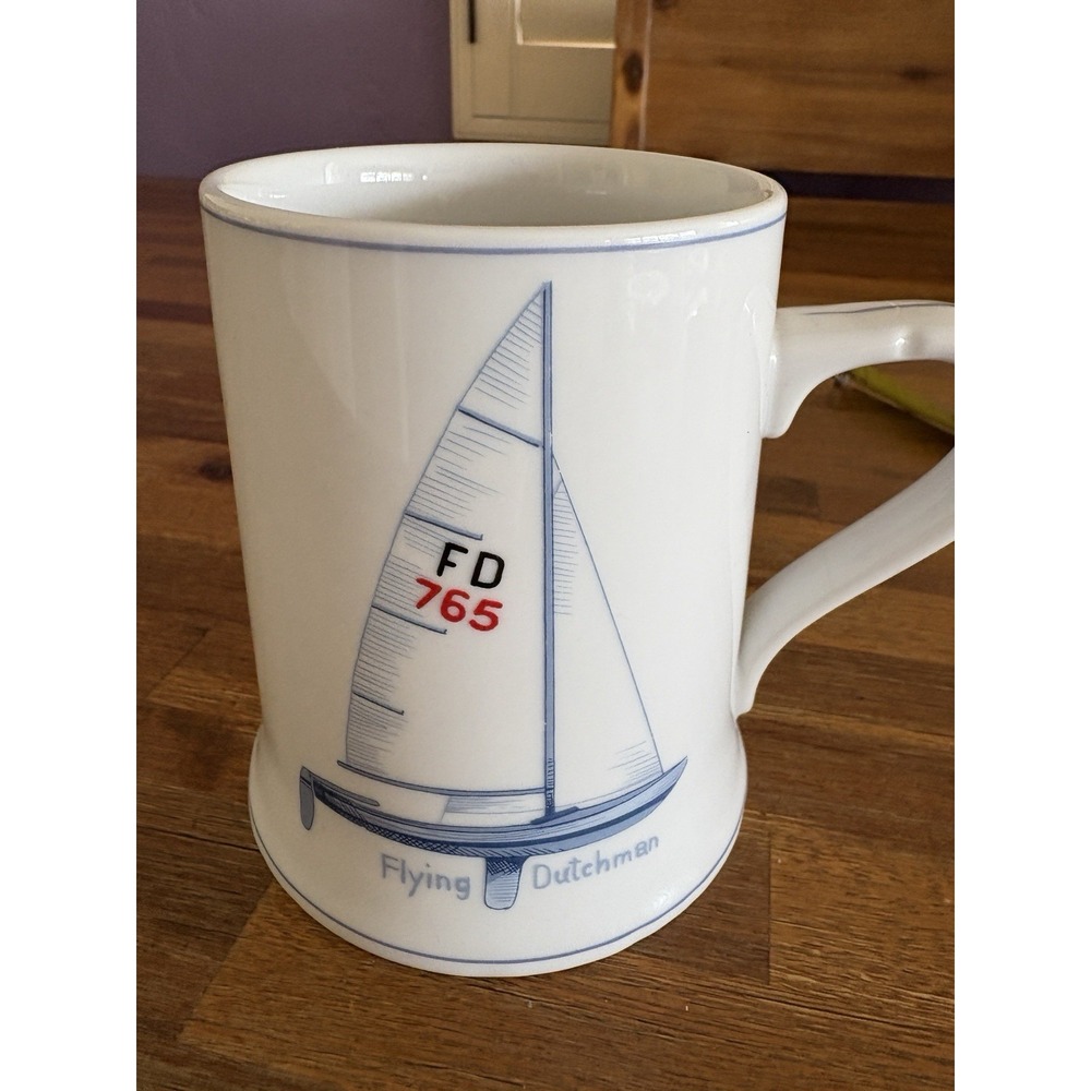 JKW Bavaria Sailboat Nautical Mug Cup 1950 Flying Dutchman /Finn West Germany 5" - Picture 10 of 16